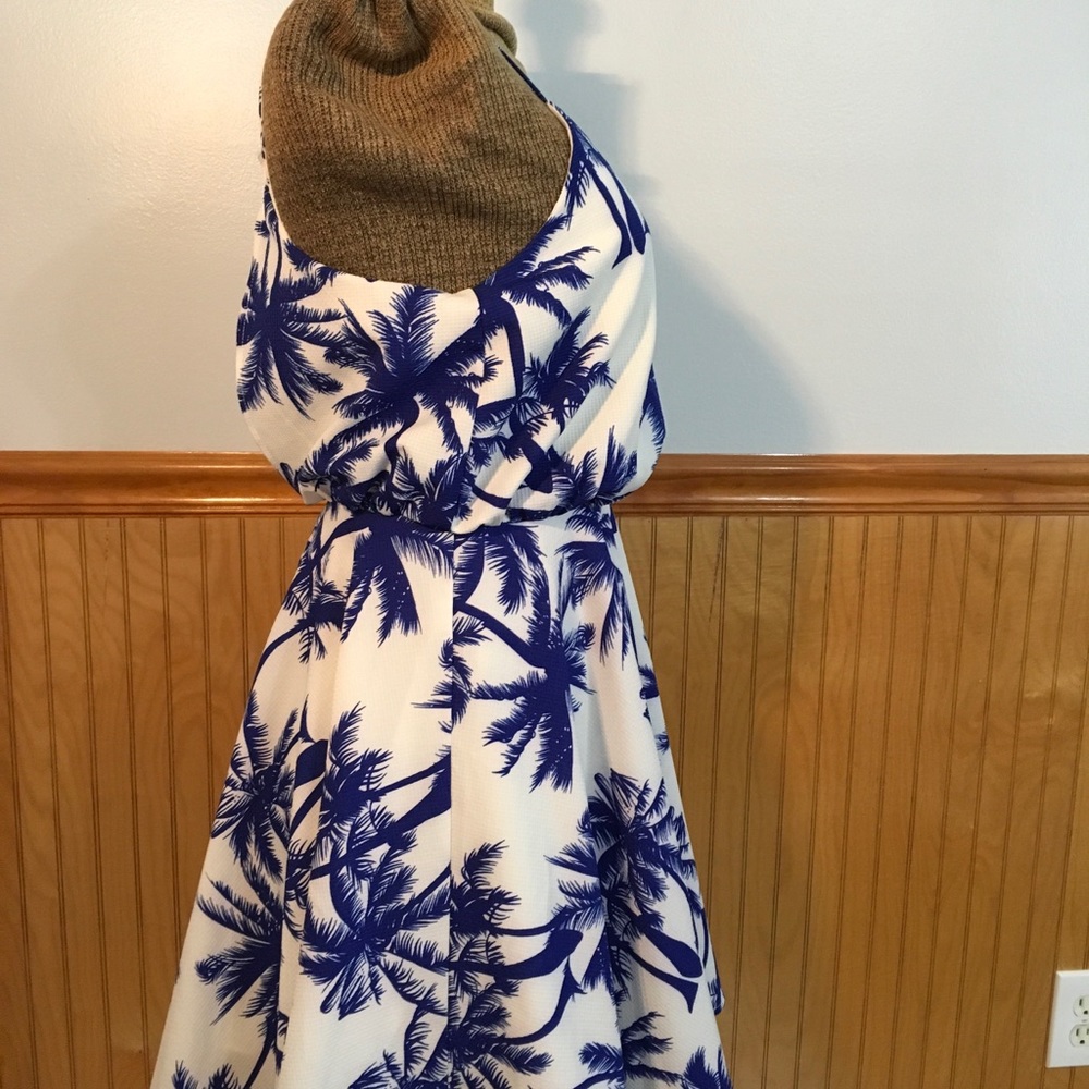 Altar'd State White with Blue Palm Tree dress, med - Picture 3 of 6